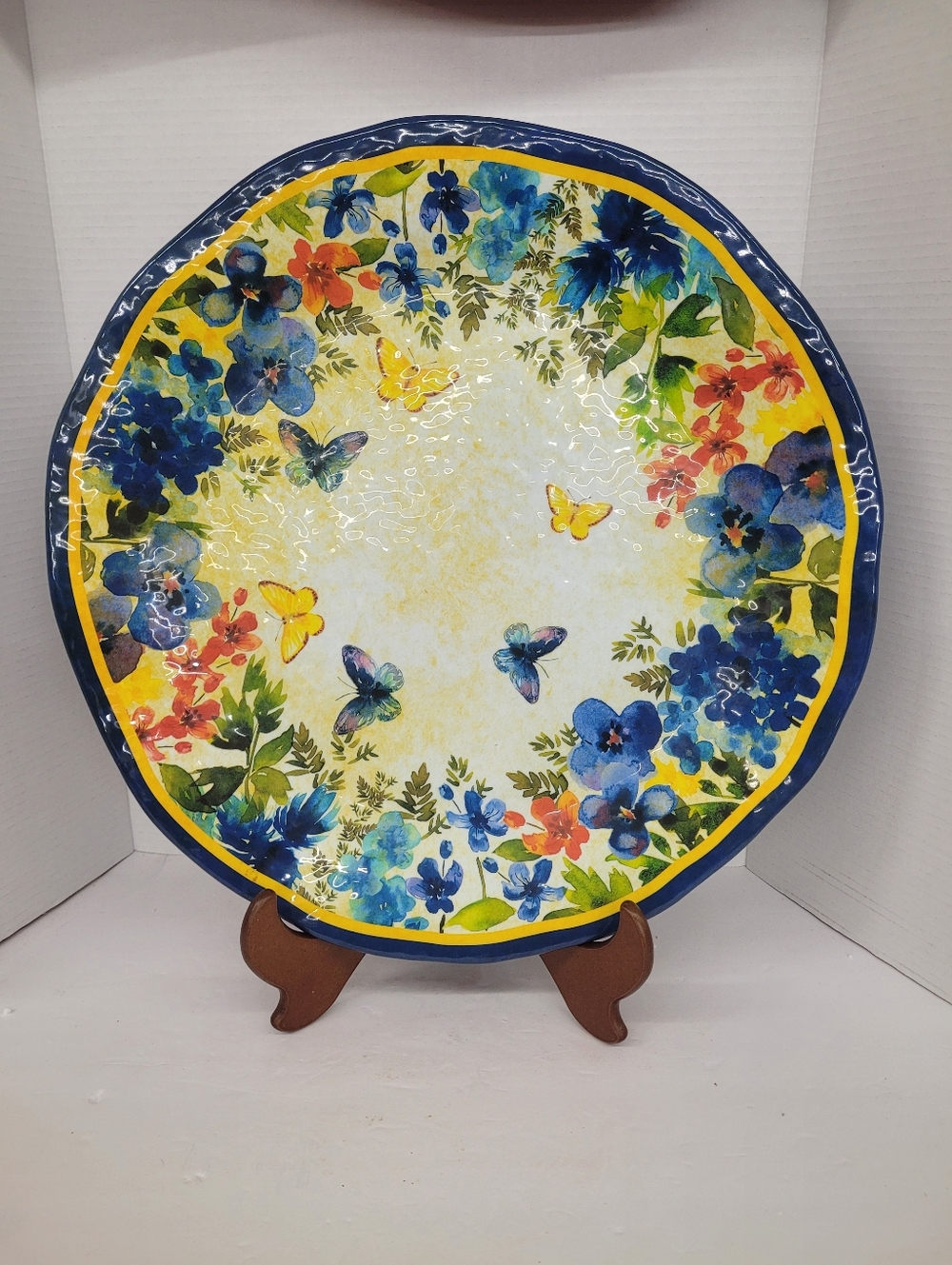 Pier 1 Melamine 18.5" Platter Butterfly Floral